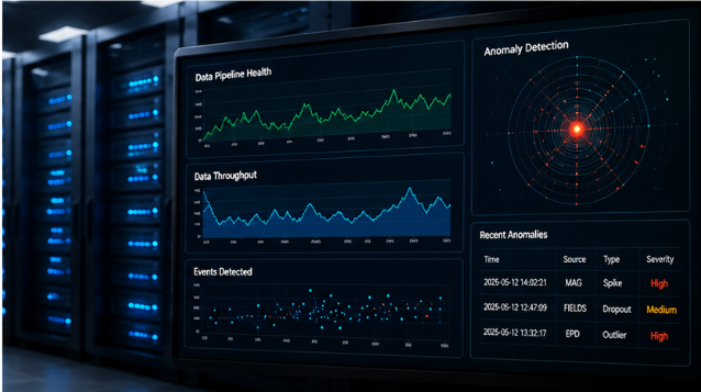 Illustration of scientific data analysis displays
