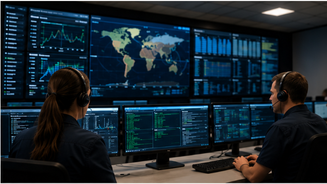 Illustration of a spacecraft operations control room